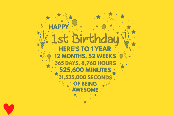 1st Birthday Daughter Son Heart SVG PNG Review